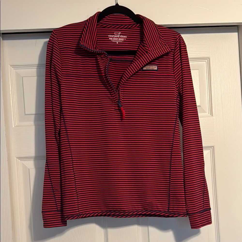 Vineyard Vines Red Fitted Long Sleeve Polo Top